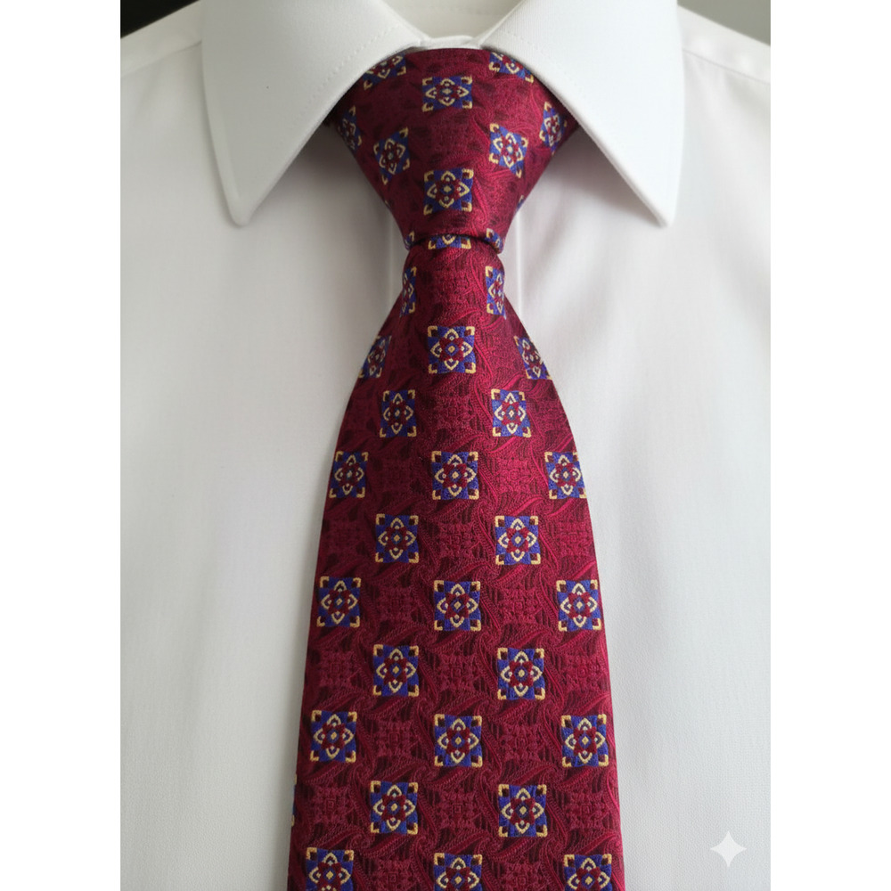 Robert Talbott Best in Class Nordstrom red blue yellow medallion silk tie - 60"